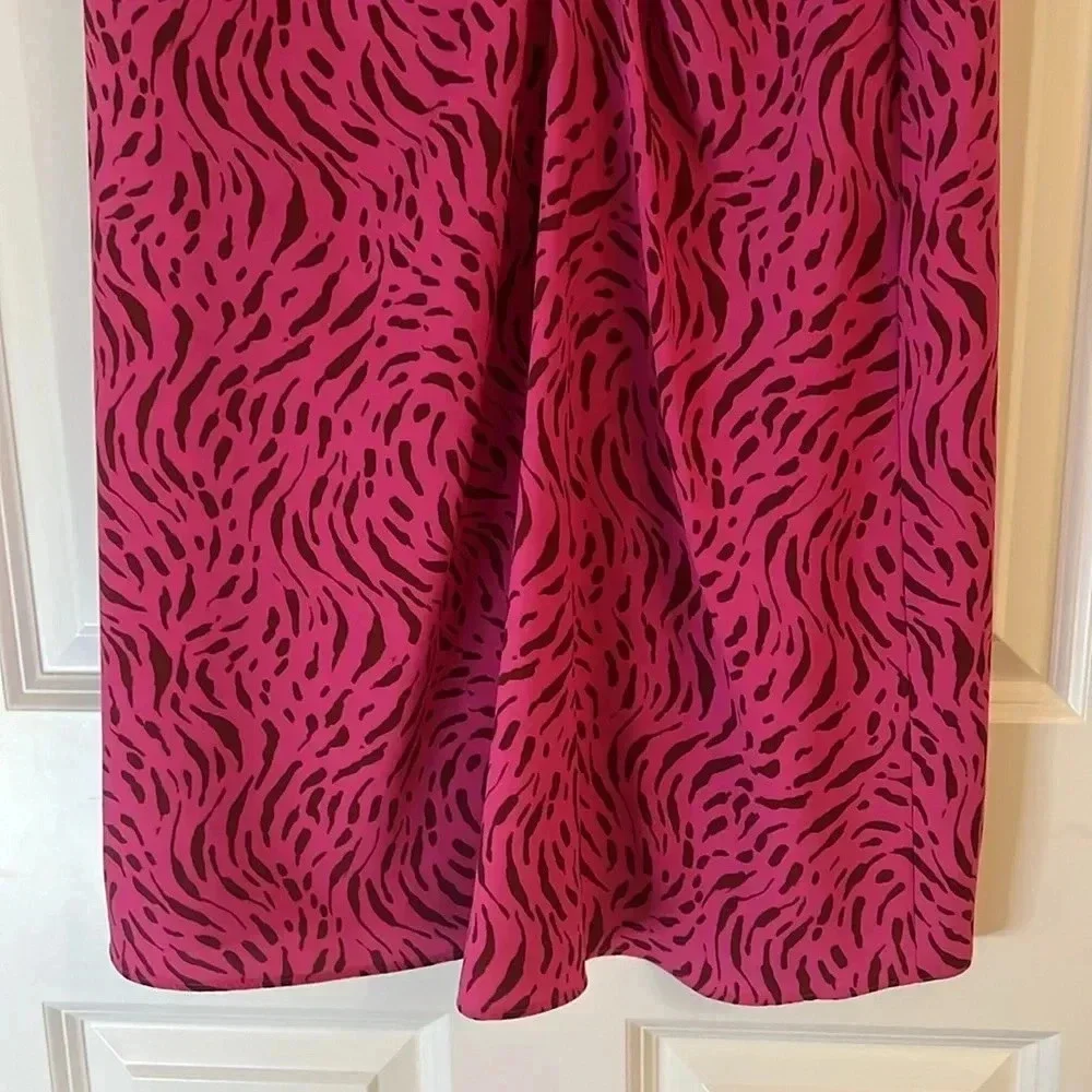 Nine West Side Ruched Midi Skirt Size M Zig Zag Zebra
